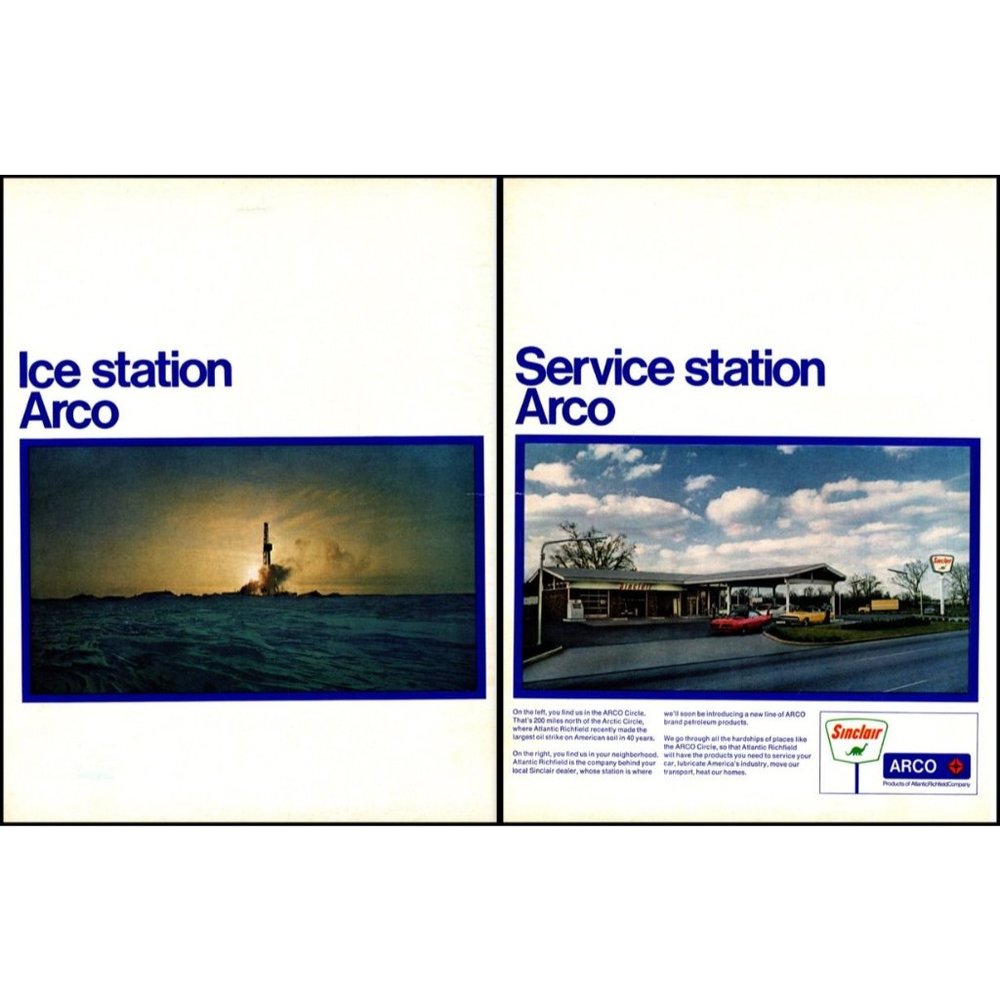 1970 Arco Ice Service Station Vintage Print Ad Arctic Circle Oil Drilling Art